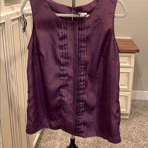 Purple Pleated Detail Sleeveless Blouse